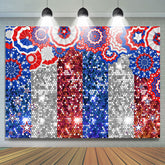 Lofaris Blue Red And Silver Bokeh Happy Independence Day Backdrop
